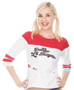 Suicide Squad Harley Quinn Daddy's Little Monster Women's Top with Rips (Large) von DC Comics