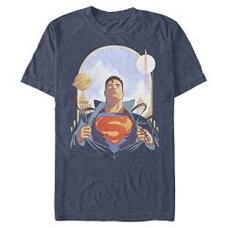 Warner Bros. Herren Superman-Anzug T-Shirt, Marineblau Heather, XXL von DC Comics