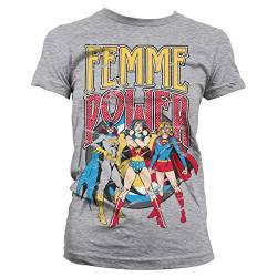 Wonder Woman Femme Power Damen T-Shirt Offiziell Lizenziert (Grau, XXL) von DC Comics
