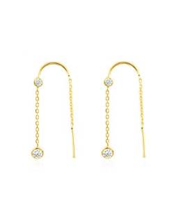 Damen & Kinder kette zirkone 4 mm Ohrstecker - Gelbgold 9 Karat (375) - Geschenkbox - Garantiezertifikat von DCB