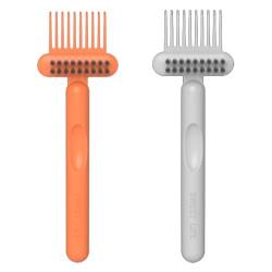 DCNIYT 2 Packungen Haarbürstenreiniger, Kammreinigungsbürste, Haarbürstenreiniger, Rechen, Haarbürsten-Reinigungswerkzeug zum Entfernen von Haarstaub, Heimsalongebrauch (Orange + Grau) von DCNIYT