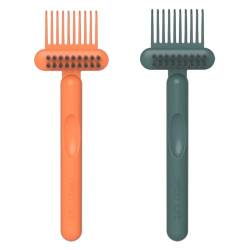 DCNIYT 2 Packungen Haarbürstenreiniger, Kammreinigungsbürste, Haarbürstenreiniger, Rechen, Haarbürsten-Reinigungswerkzeug zum Entfernen von Haarstaub, Heimsalongebrauch (Orange + Grün) von DCNIYT
