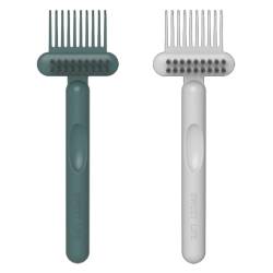 DCNIYT 2 Packungen Haarbürstenreiniger-Werkzeug, Kamm-Reinigungsbürste, Haarbürstenreiniger, Rechen, Haarbürsten-Reinigungswerkzeug zum Entfernen von Haarstaub, Heimsalongebrauch (Grün + Grau) von DCNIYT