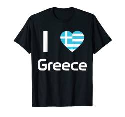 T-Shirt mit Aufschrift "I love Greece" T-Shirt von DDD Flag