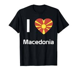 T-Shirt mit Aufschrift "I love Macedonia", T-Shirt T-Shirt von DDD Flag