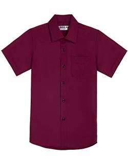 Jungen Hemd Kurzarm Einfarbig Shirt Hemden für Kinder Burgund 11-12 Jahre von DDILKE