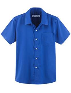 Jungen Hemd Kurzarm Einfarbig Shirt Hemden für Kinder Königsblau 13-14 Jahre von DDILKE