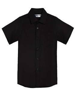 Jungen Hemd Kurzarm Einfarbig Shirt Hemden für Kinder Schwarz 9-10 Jahre von DDILKE