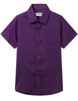 Jungen Schulhemd Kurzarm Uniform Hemden Solid Regular Fit, violett, 3 Jahre von DDILKE