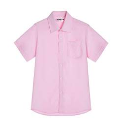 Jungen Schulhemd Kurzarm Uniform Hemden Solide, Regular Fit, Rose, 9-10 Jahre von DDILKE