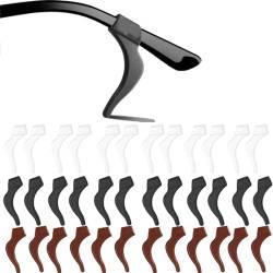 DDKY 6 Paar Universal-Ohrbügel-Haken, brillenhalter kinder,brille antirutsch Anti-Rutsch Bügel-Spitzenhalter, Brillenhalter für Brillen, Sonnenbrillen, Schutzbrillen – schwarz weiß braun von DDKY