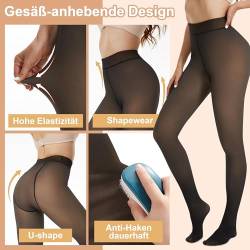 DDOBB 2er Pack Thermo Strumpfhose Damen Winter Gefütterte Thermostrumpfhose Fleece Warme Dicke Gefälschte Durchscheinend Pantyhose Thermoleggings von DDOBB