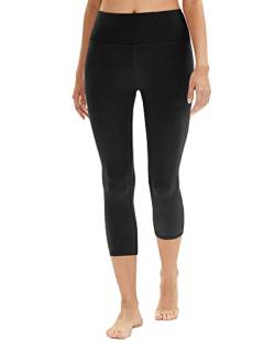 DDOBB Capri Leggings Damen High Waist 3/4 Leggins Blickdicht Caprihose Kurze Sporthose Elastisch Yogahose Laufhose Hose für Fitness Zuhause(A-Schwarz, (DE34-40)=S-M) von DDOBB