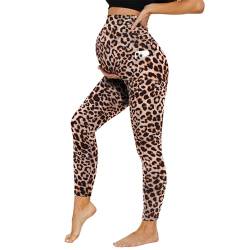 DDOBB Damen Umstandsleggings mit Taschen High Waist Umstandshose Blickdichte Schwangerschaftsleggings Weich Elastisch Umstandsmode Zuhause Yoga Sport von DDOBB