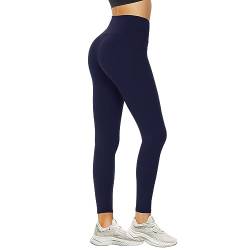 DDOBB Leggings Damen High Waist Leggins Blickdicht Schwarz Sportleggins Lang Bauchweg Hose Elastisch Yogahose Gym Outdoor Alltag(A-Navy, (DE34-40)=S-M) von DDOBB