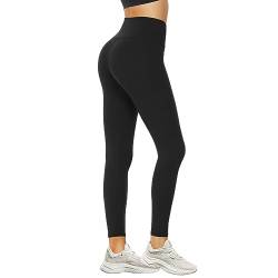 DDOBB Leggings Damen High Waist Sportleggins Lang Schwarz Leggins Blickdicht Bauchweg Sporthose Elastisch Yogahose Gym Outdoor Alltag(#02-Schwarz, (DE34-40)=S-M) von DDOBB