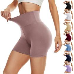 DDOBB Radlerhose Damen Kurze Shorts Bauchweg Sporthose Leggings Blickdicht High Waist Shorts Elastisch Unterhosen Fitness Hotpants Sommer Boxershorts(Rosa,XXL) von DDOBB