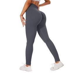 DDOBB Scrunch Leggings Damen Butt Sport Leggings Nahtlose Po Push Up Booty High Waist Sportleggins Lang Gym Fitness Leggins Blickdicht Laufhose Dehnbar Yoga Pants(Dunkelgrau,S-M) von DDOBB