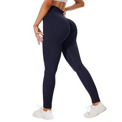 DDOBB Scrunch Leggings Damen Butt Sport Leggings Nahtlose Po Push Up Booty High Waist Sportleggins Lang Gym Fitness Leggins Blickdicht Laufhose Dehnbar Yoga Pants(Navy,3XL) von DDOBB