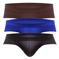 DDSCOLOUR 3X Herren Slip Unterhosen Männer Unterwäscher,-Large-Titanium Gray-Dark Blue-Coffe von DDSCOLOUR