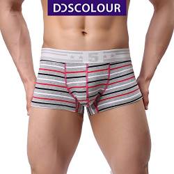 DDSCOLOUR Men's Baumwoll Herren Spezialpack Boxer Boxershort Streifen Unterwäsche Baumwolle Weist Unterwäsche -XL Grau von DDSCOLOUR