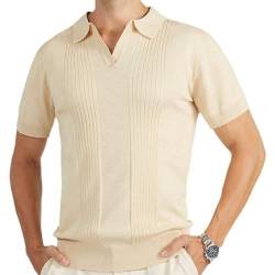 Poloshirt Herren Kurzarm Gestrickte Polohemd Casual Summer Golf Shirts für Männer Retro Sportlich Strick-Polo 2024 (3,3XL,3XL) von DDYYZZ