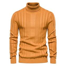 DDZYQ Pullover Herren Slim Fit Stretch Einfachheit Einfarbig Hoher Kragen Männer Strickwaren Frühling Herbst Dünnschliff Weich Komfortabel Herren Base Sweater E-Yellow M von DDZYQ