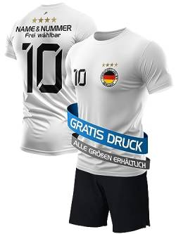 DE FANSHOP Deutschland Trikot EM 2024 Kinder Set mit Shorts Fußball Geschenke für Jungs Herren Fussball Trikot Personalisiert mit eigenem Namen und Nr von DE FANSHOP