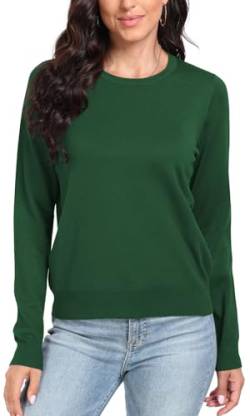 DEARCASE Damen Langarm Pullover Oversize Rundhals Gestrickt Einfarbig Locker Strickpullover Oberteile für den Winter, Large Army Green von DEARCASE