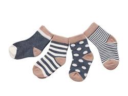 DEBAIJIA 4 Paare Babysocken Baumwolle 6-12 Monate Mädchen Junge Lieblich Socken Dünn Weich Bunt - Marineblau von DEBAIJIA