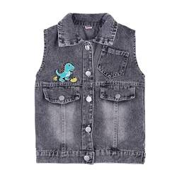 DEBAIJIA Baby Jeansjacke Weste Jungen Kinder Jeansweste Mädchen Ärmelloser Mantel Kleidung Herbst Frühling Beiläufige (04-Grau-130) von DEBAIJIA