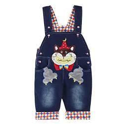 DEBAIJIA Baby Jungen Mädchen Denim Latzhose Kleinkind Hosenträger Jeans Overall Lächeln Waschbär Herstellergr.100 - Deutsche Gr.92/100 von DEBAIJIA