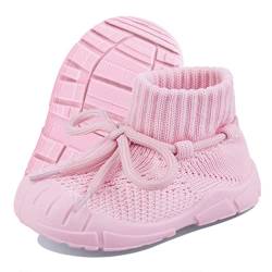 DEBAIJIA Baby Lauflernschuhe 1-4 Jahre Kinder Elastische Socken Schuhe Turnschuhe Kleinkind Jungen Mädchen Weiche Sohle rutschfest Atmungsaktiv Leicht 18 EU Dunkelrosa (Etikettengröße 13) von DEBAIJIA