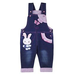 DEBAIJIA Baby Mädchen Denim Overall Jeans Hose mit Hosenträger Kinder Baumwolle Latzhose Kaninchen Butterfly - 100 von DEBAIJIA