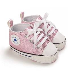 DEBAIJIA Babyschuhe Kleinkind Lauflernschuhe 0-6M Kinder Schuhe Jungen Turnschuhe Mädchen Leichtes Weiche Sohle 17 EU Pink (Etikettengröße 1) von DEBAIJIA