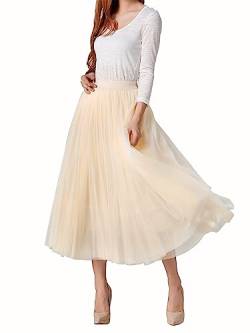 DEBAIJIA Damen Chiffon Maxirock Sommer Floral Gedruckt Tragevarianten Damen Elegant Hohe Taille Lange Röcke Kleid (Aprikose von DEBAIJIA