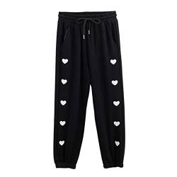 DEBAIJIA Damen Jogginghose Sporthose Baumwolle Lang Freizeithosen Elastic Bund Loose Pants Hohe Taile mit Taschen Frühling Sommer(Schwarz-M) von DEBAIJIA