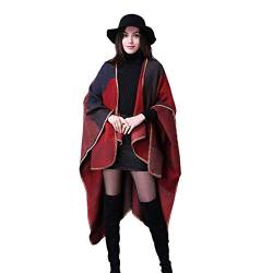 DEBAIJIA Damen Poncho Schal Winter Frauen Schultertuch Decke Kaschmir Umhängetuch Dicke Cape Cardigan Coat Retro Warm Weich von DEBAIJIA