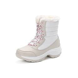 DEBAIJIA Damen Schneestiefel Thermostiefel Winterstiefel Warm Gefütterte Stiefel Weiche Winterschuhe Rutschfest 43 EU Weiß (Etikettengröße:43) von DEBAIJIA