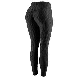 DEBAIJIA Damen Trainieren Yoga Pants Slim Fit Hohe Taille Fitness Hose Laufen Lange Leggings(Schwarz-XXL) von DEBAIJIA