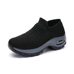 DEBAIJIA Damen Turnschuhe Laufschuhe Sportschuhe Atmungsaktiv Frauen Joggingschuhe Leichte Fitness Schuhe 41 EU Schwarz grau (Etikettengröße-41) von DEBAIJIA