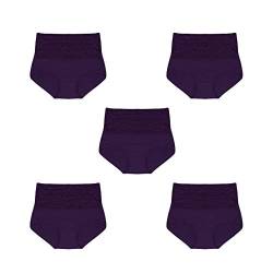 DEBAIJIA Damen Unterwäsche 5 Pack Slips mit hoher Taille Plus Size Unterhose Baumwolle Breathable Stretch Comfortable Sanft Iila XXL von DEBAIJIA