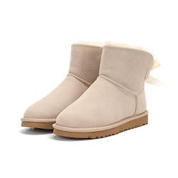 DEBAIJIA Damen Weiche Winterschuhe Rutschfest Thermostiefel Schneestiefel Winterstiefel Warm Gefütterte Stiefel 37 EU Beige (Etikettengröße:37) von DEBAIJIA