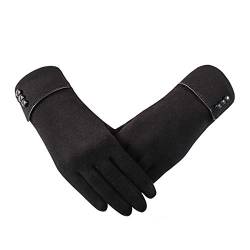 DEBAIJIA Damen Wollhandschuhe Frauen Gefüttert Verdicken Handschuhe Warm Winddicht Touchscreen Weich Atmungsaktiv Kaschmir Outdoor Winter (Schwarz) von DEBAIJIA