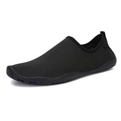 DEBAIJIA Herren Aquaschuhe Unisex Watschuhe Schnell Trocken Damen Strandschuhe Schwimmschuhe Wasserschuhe Badeschuhe Surfschuhe 46 EU Schwarz01 von DEBAIJIA