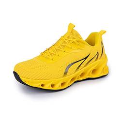 DEBAIJIA Herren Laufschuhe Freizeitschuhe ​Turnschuhe Männer Sportschuhe Atmungsaktiv Sneaker rutschfeste Straßenlaufschuhe Joggingschuhe EU 46 Gelb von DEBAIJIA