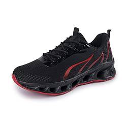 DEBAIJIA Herren Laufschuhe Freizeitschuhe ​Turnschuhe Männer Sportschuhe Atmungsaktiv Sneaker rutschfeste Straßenlaufschuhe Joggingschuhe EU 46 Schwarz Rot von DEBAIJIA