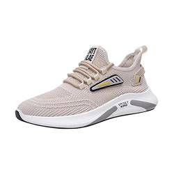 DEBAIJIA Herren Laufschuhe Straßenlaufschuhe ​Turnschuhe Männer Freizeitschuhe Sportschuhe Atmungsaktiv Sneaker rutschfeste Joggingschuhe EU 43 G - Beige von DEBAIJIA