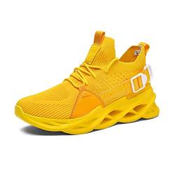 DEBAIJIA Herren Laufschuhe ​Turnschuhe Männer Freizeitschuhe Sportschuhe Atmungsaktiv Sneaker rutschfeste Joggingschuhe Straßenlaufschuhe EU 45 Gelb von DEBAIJIA