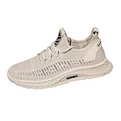 DEBAIJIA Herren Laufschuhe ​Turnschuhe Männer Joggingschuhe Sportschuhe Atmungsaktiv Sneaker rutschfeste Straßenlaufschuhe Freizeitschuhe EU 44 Beige von DEBAIJIA